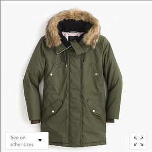 J crew winter parka with eco-friendly Primaloft
